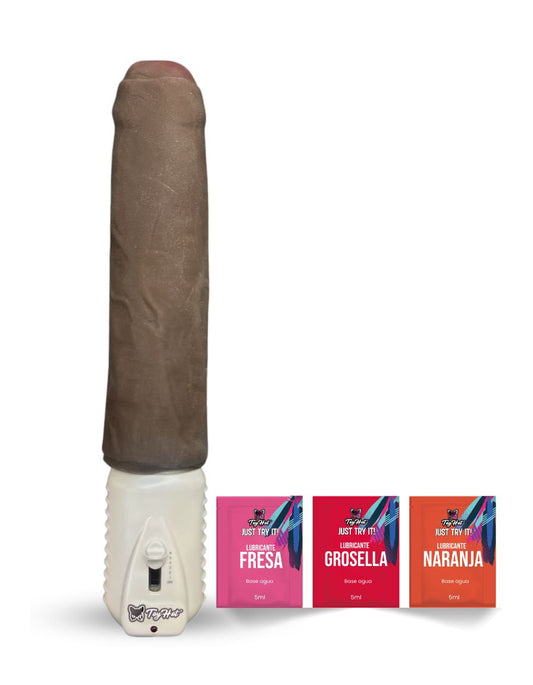 Kit Vibrador Extra Grande con Lubricantes de Sabor